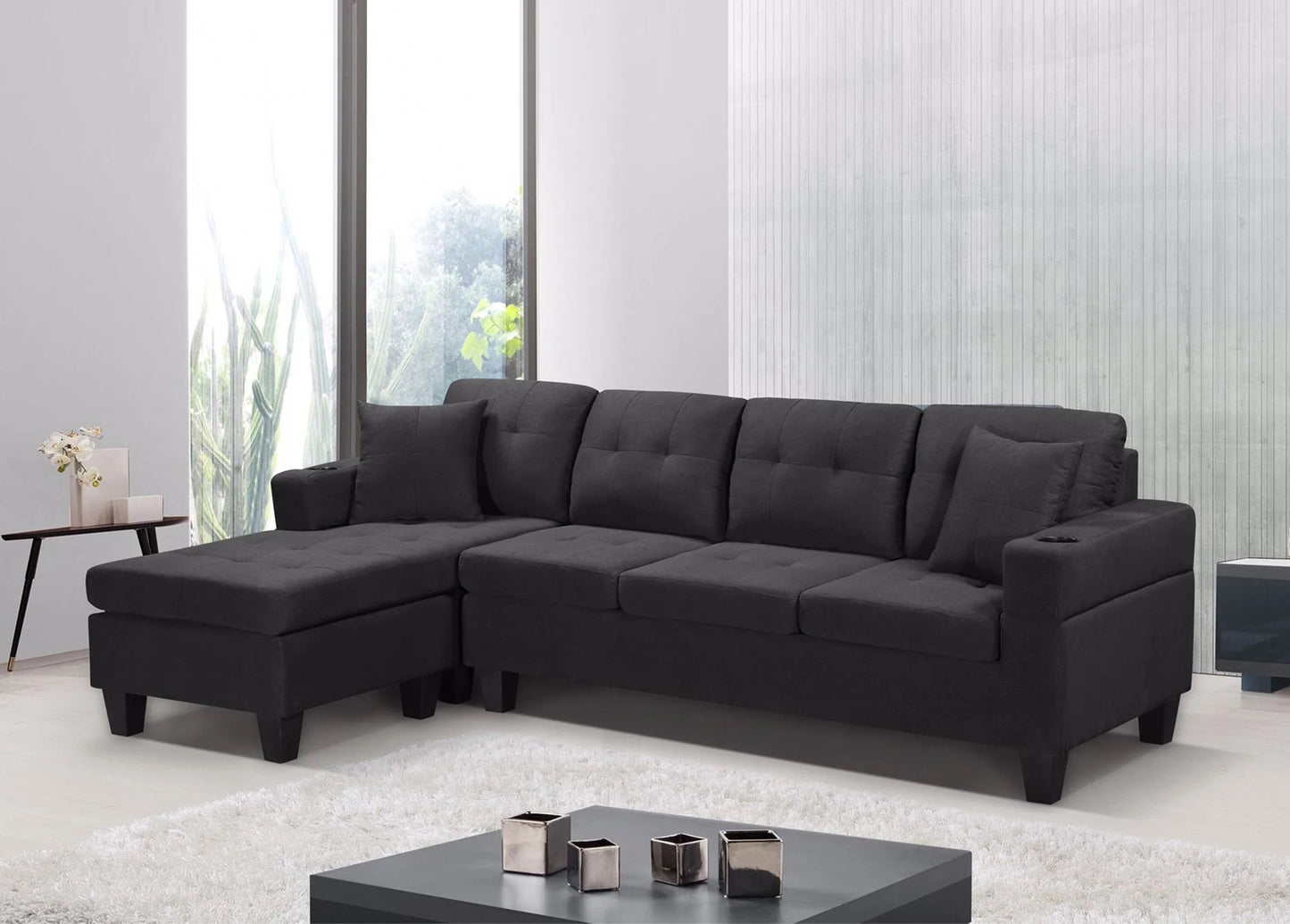 Budget Breeze Sectional 4 Seater Black