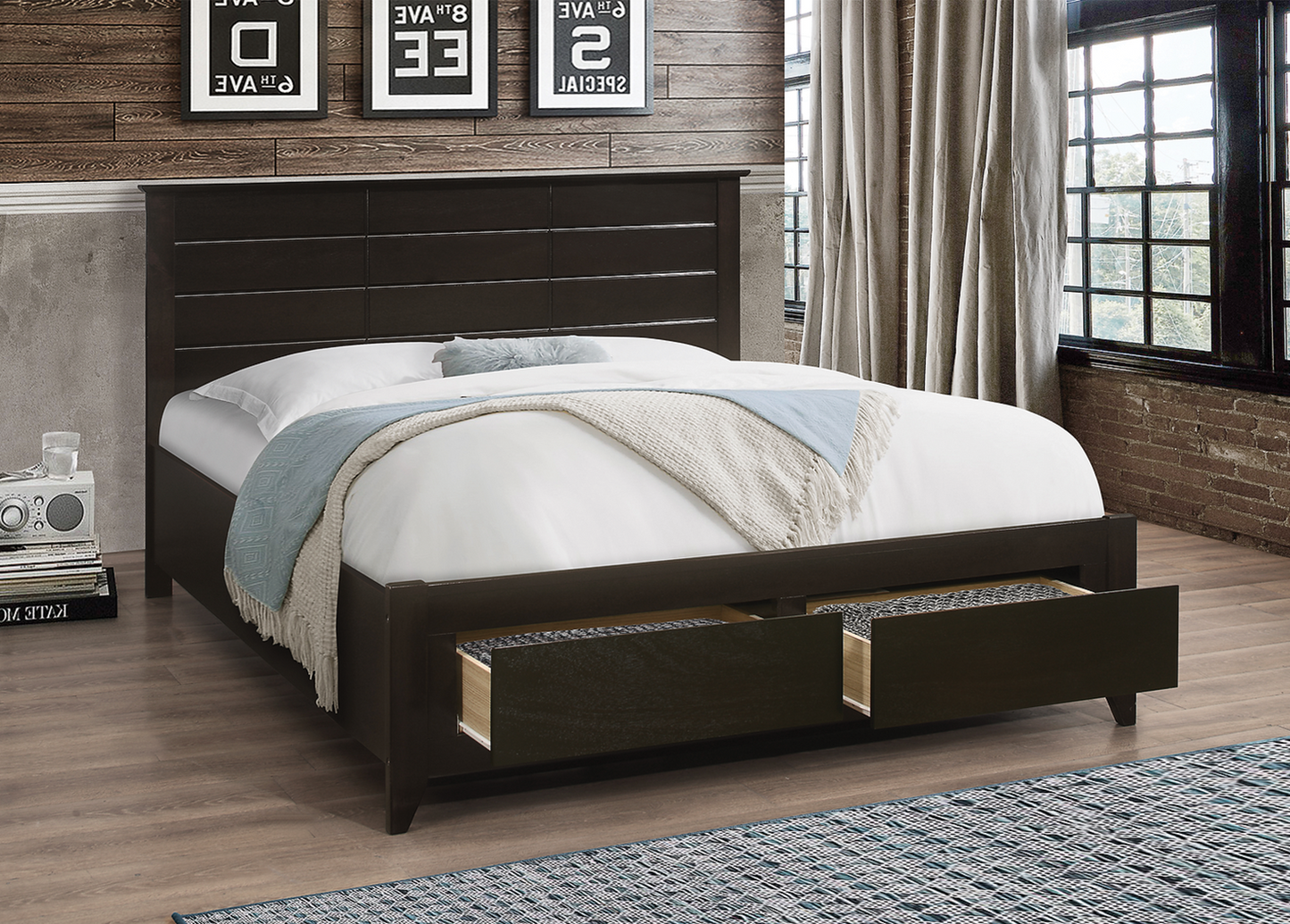 Black Wooden Storage Bed 421