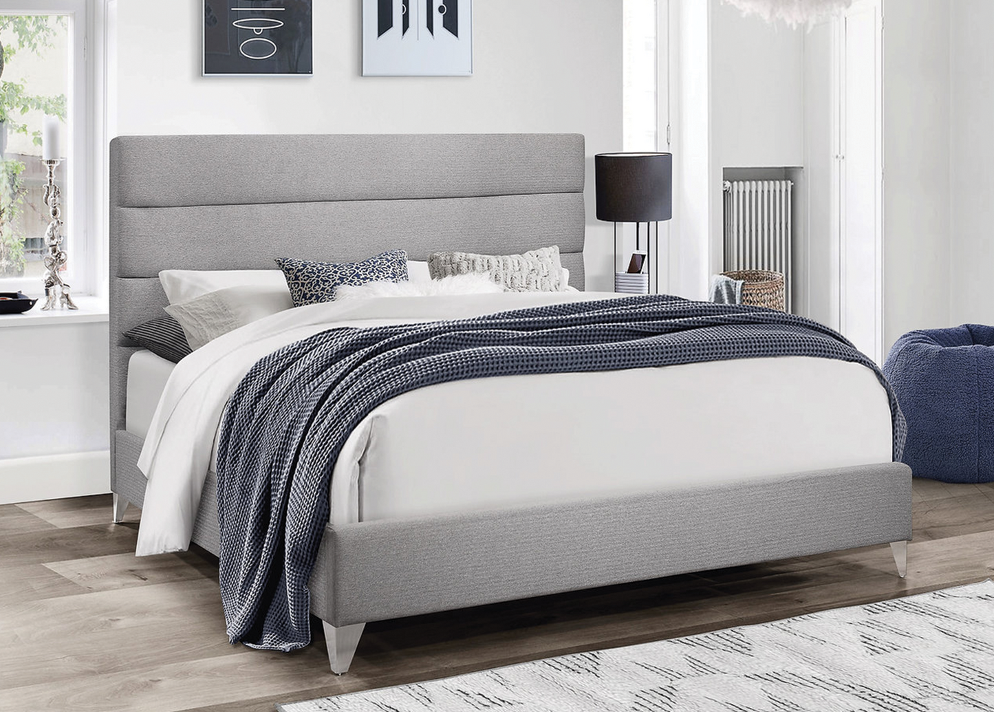 Light Grey Upholstered Bed 5235