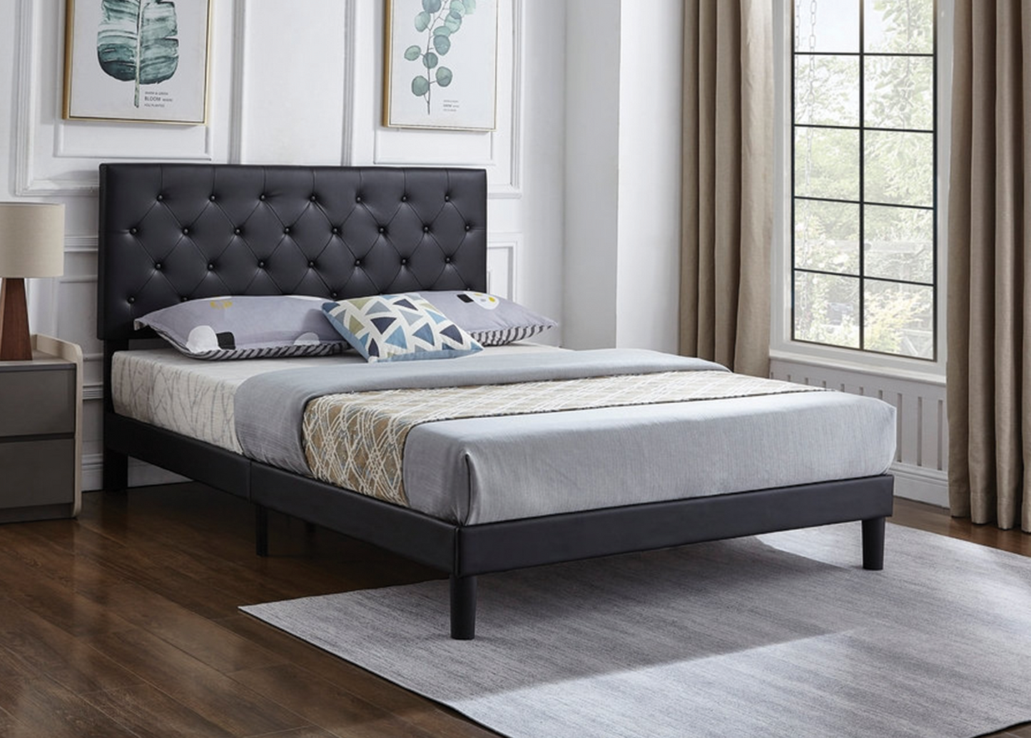 Black Faux Leather Bed 5380