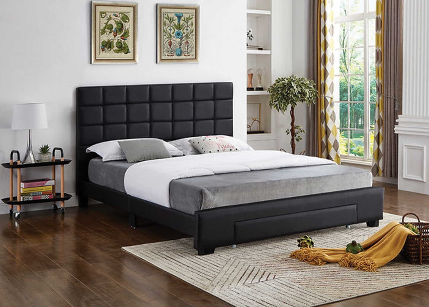 Black Faux Leather Storage Bed 5490