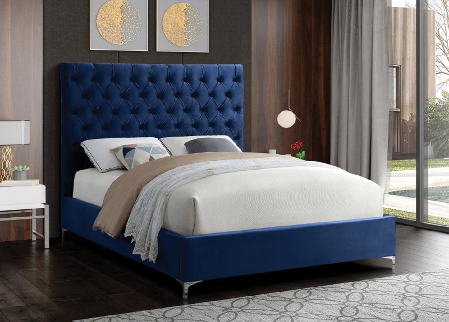 Blue Velvet Bed 5641