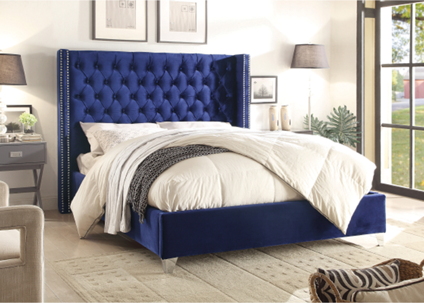 Blue Velvet Bed 5891