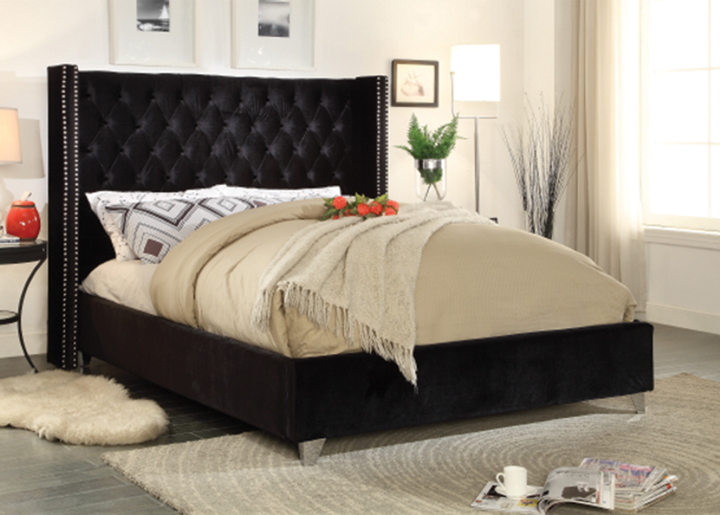 Black Velvet Bed 5893