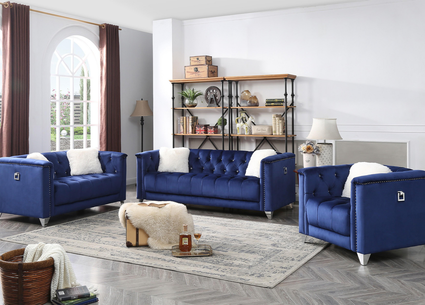 Elegance 3 Piece Sofa Set -Blue