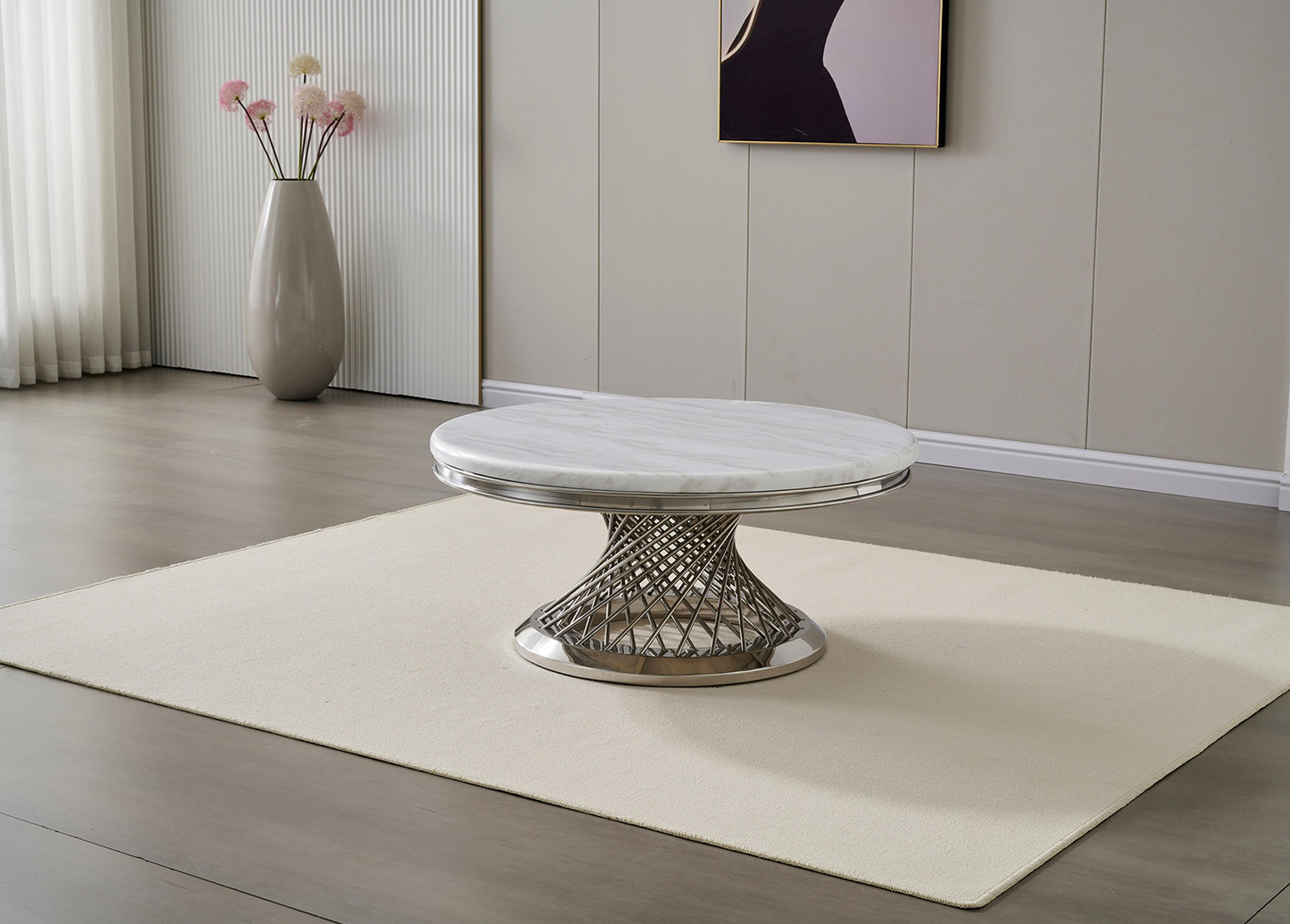 Silver Spike Marble Top Coffee Table