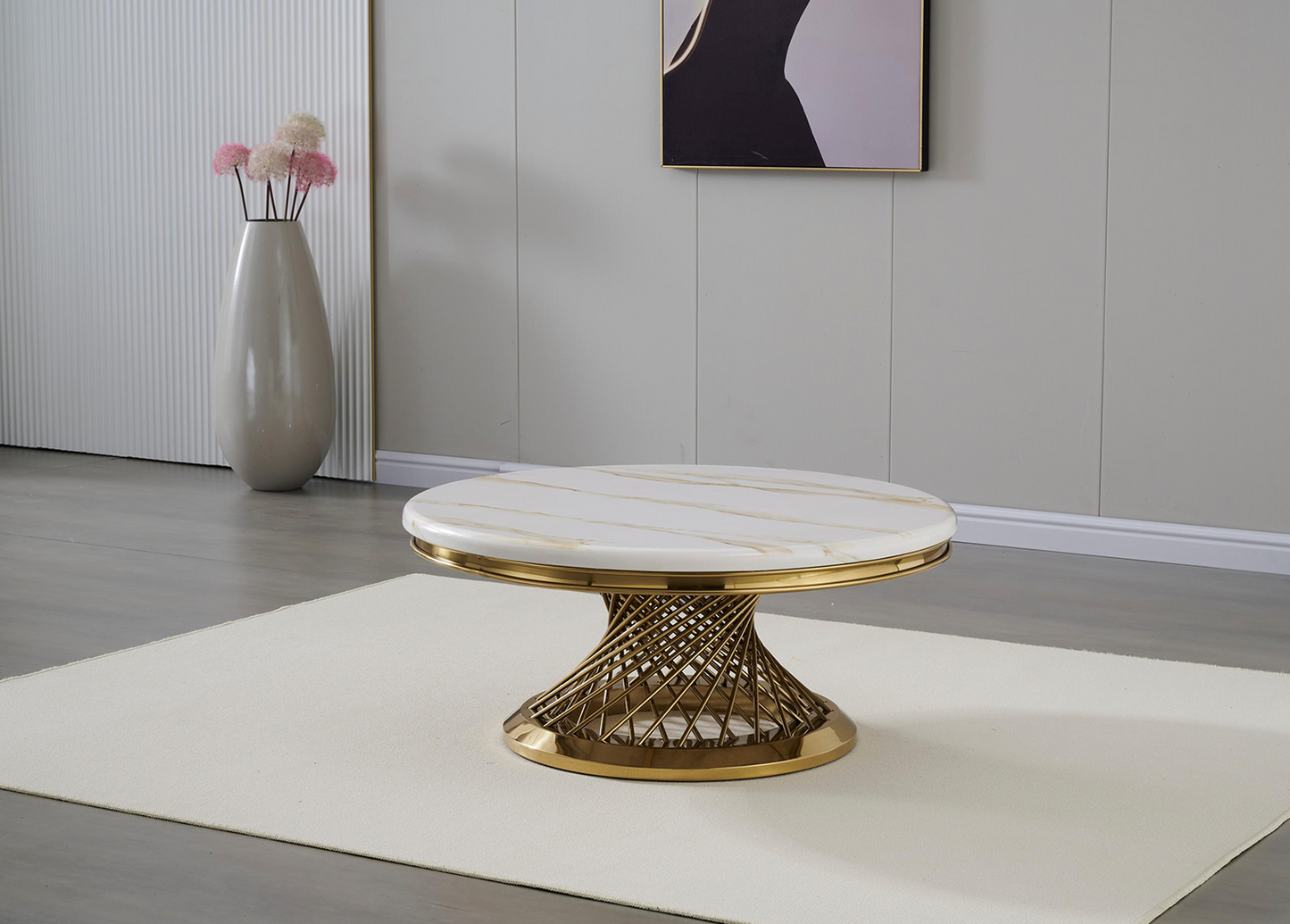 Gold Spike Marble Top Coffee Table