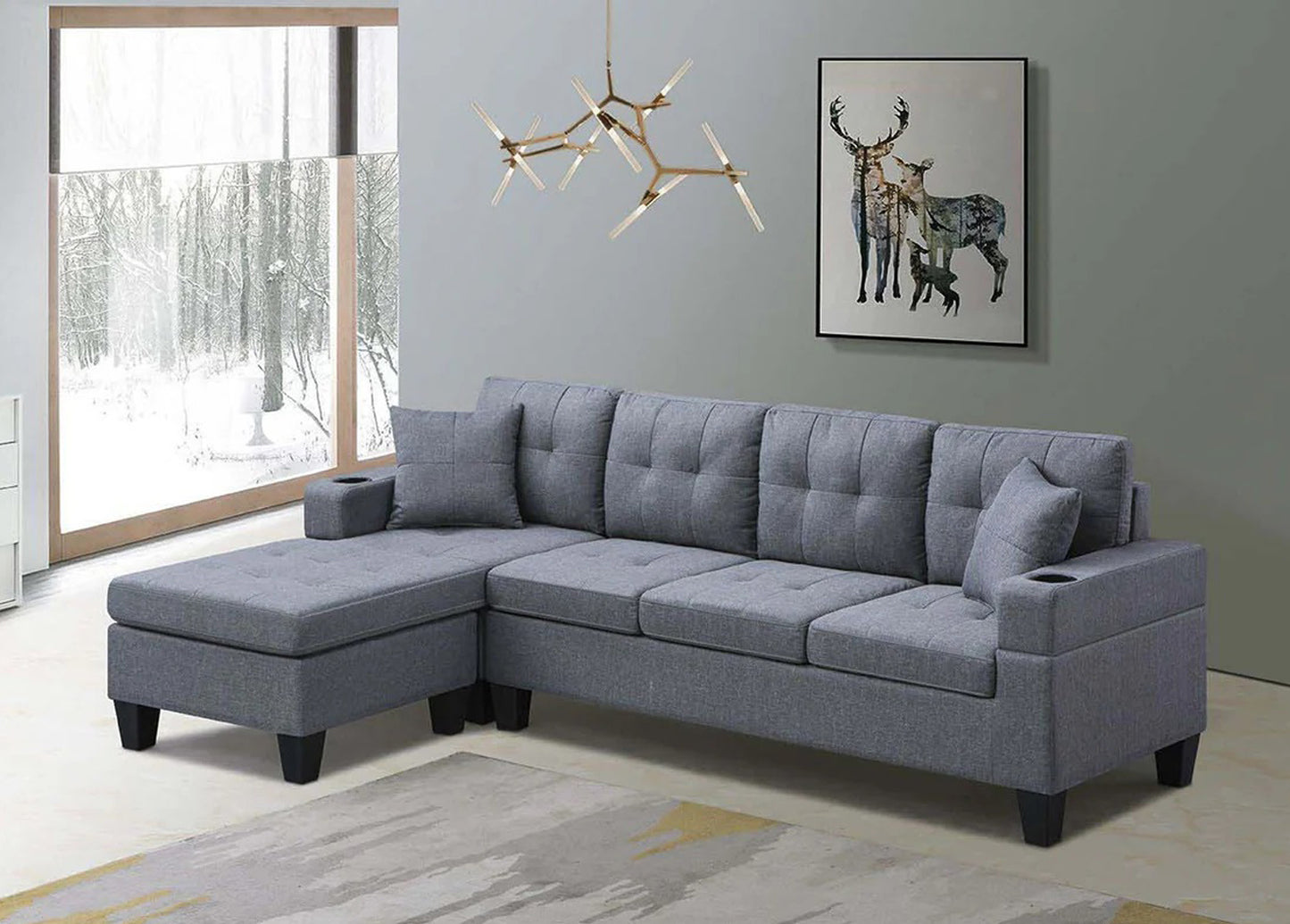 Budget Breeze Sectional 4 Seater Grey