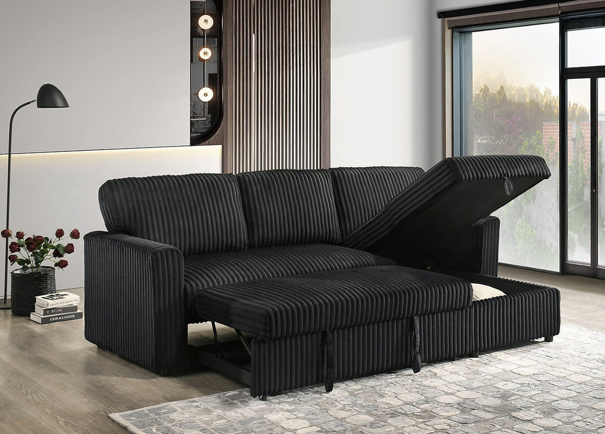 Snoozer Sofa Bed Black Corduroy