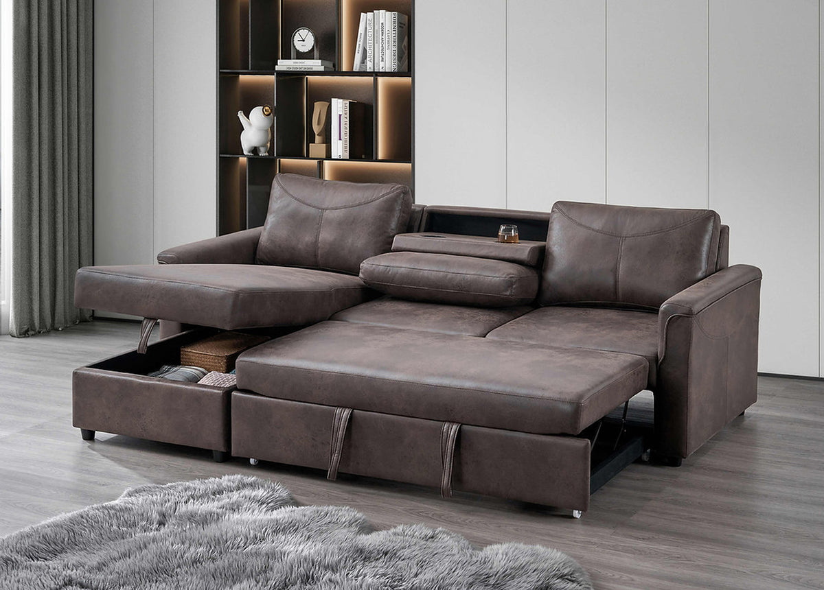 Cloudy Pull Out Sofa Bed LHF LATTE