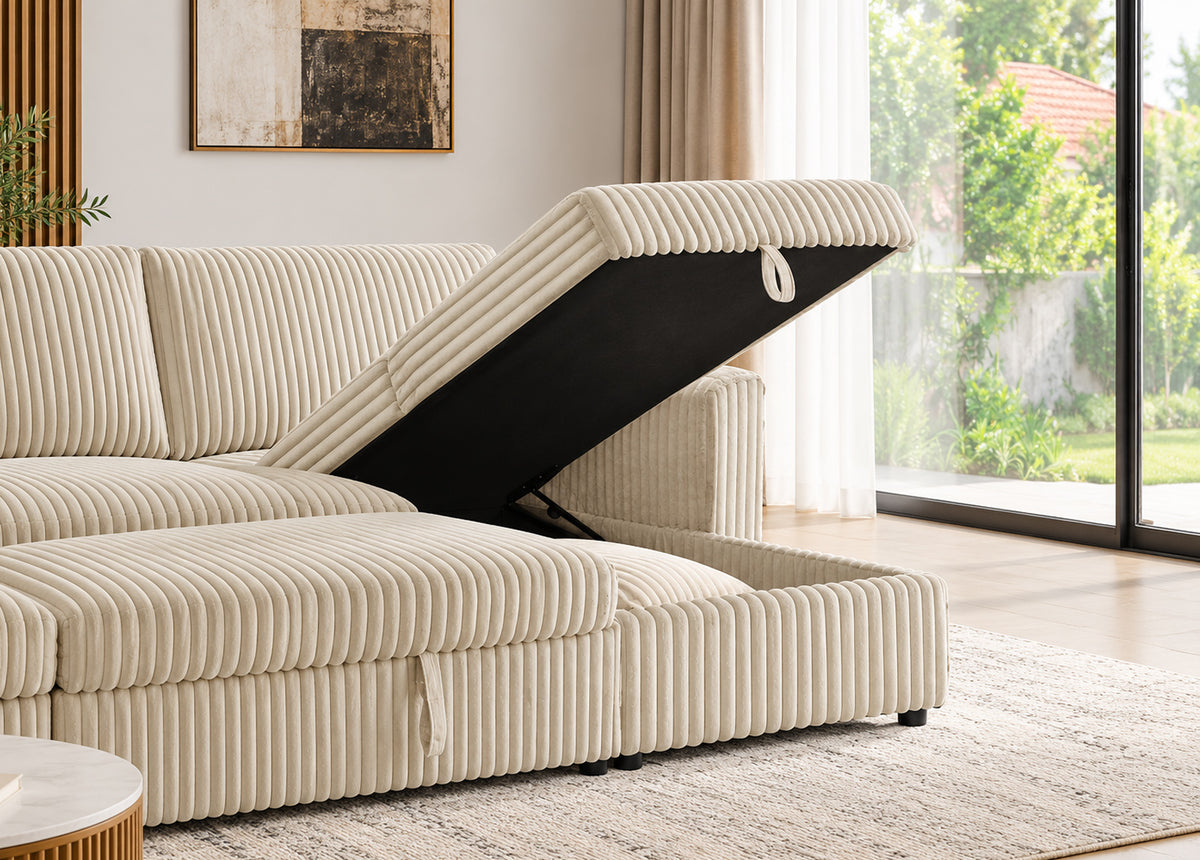 Snoozer Sofa Bed Beige Corduroy