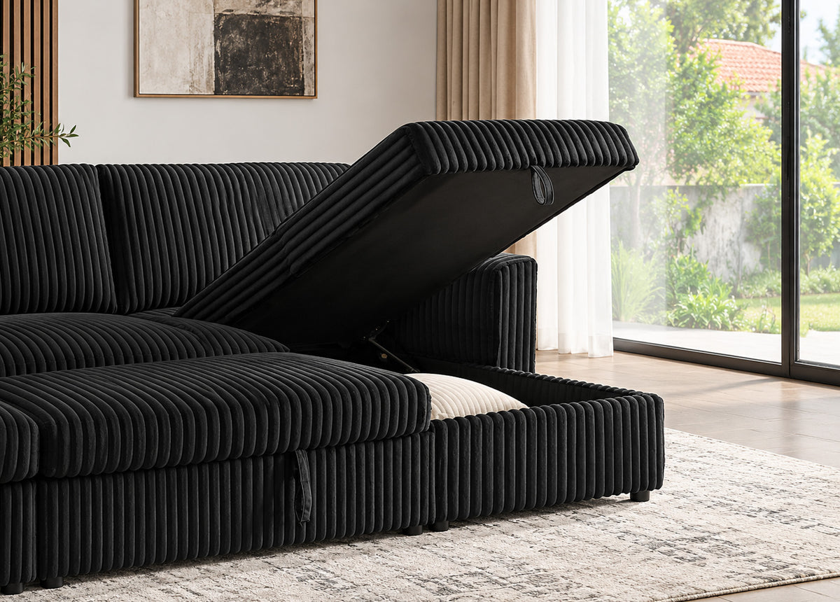 Snoozer Sofa Bed Black Corduroy
