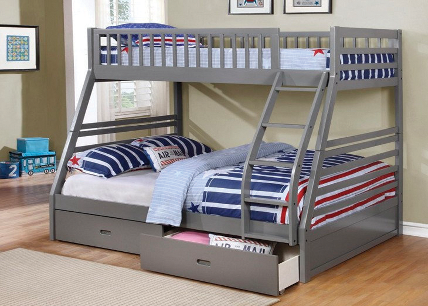 Grey Double & Twin Wood Storage 117-G