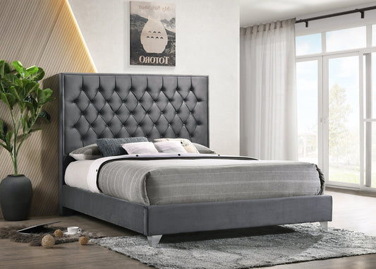 Grey Velvet Bed 5215