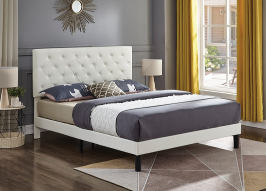 White Faux Leather Bed 5382