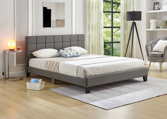 Grey Faux Leather Bed 5421