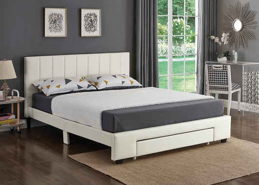 White Faux Leather Storage Bed 5482