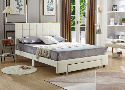 White Faux Leather Storage Bed 5492