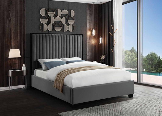 Grey Velvet Bed 5545