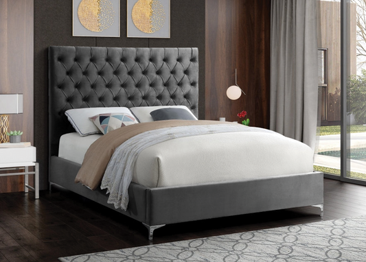 Grey Velvet Bed 5640