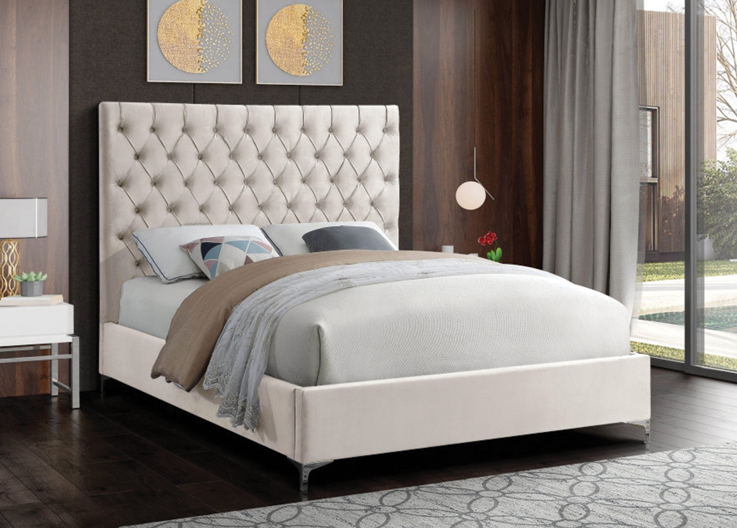 Cream Velvet Bed 5642