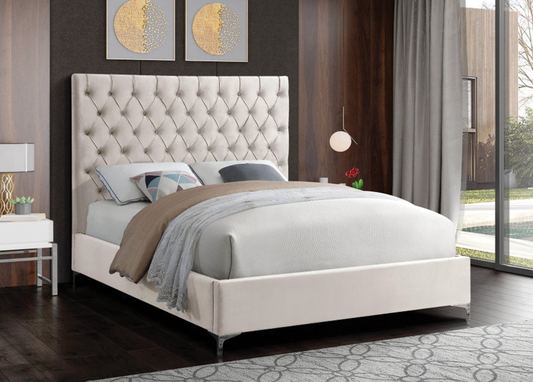 Cream Velvet Bed 5642