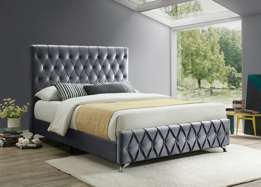 Grey Velvet Bed 5670
