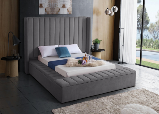 Grey Velvet Storage Bed 5720