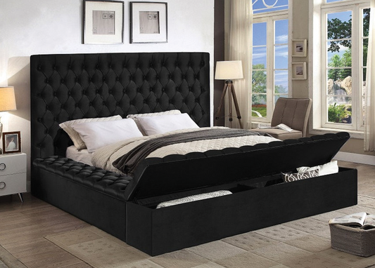 Black Velvet Storage Bed 5793