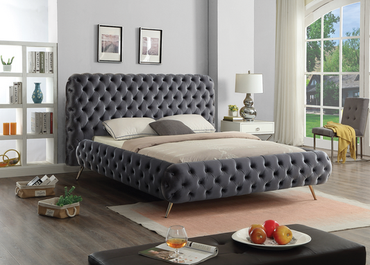 Grey Velvet Bed 5865