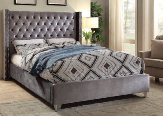 Grey Velvet Bed 5890