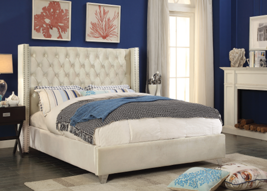 Cream Velvet Bed 5892