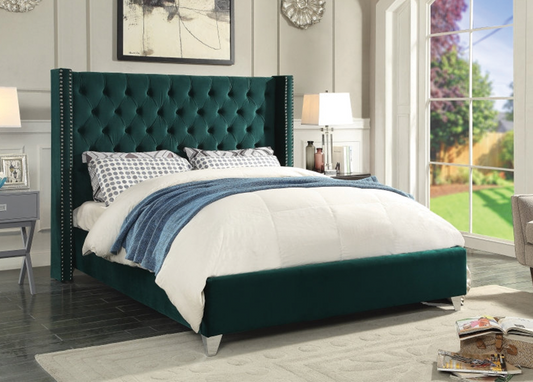 Green Velvet Bed 5894