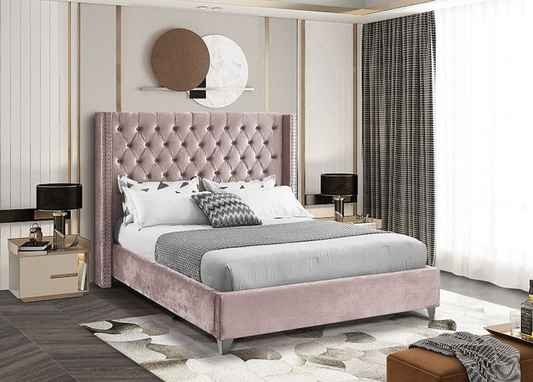 Dusty Pink Velvet Bed 5895