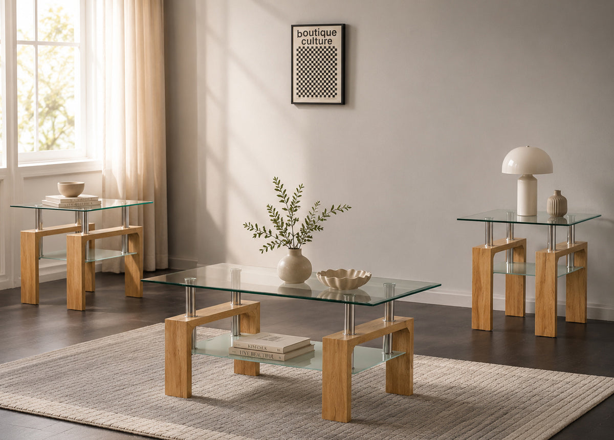 SM 2062 GLASS OCCASIONAL TABLE LIGHT NATURAL