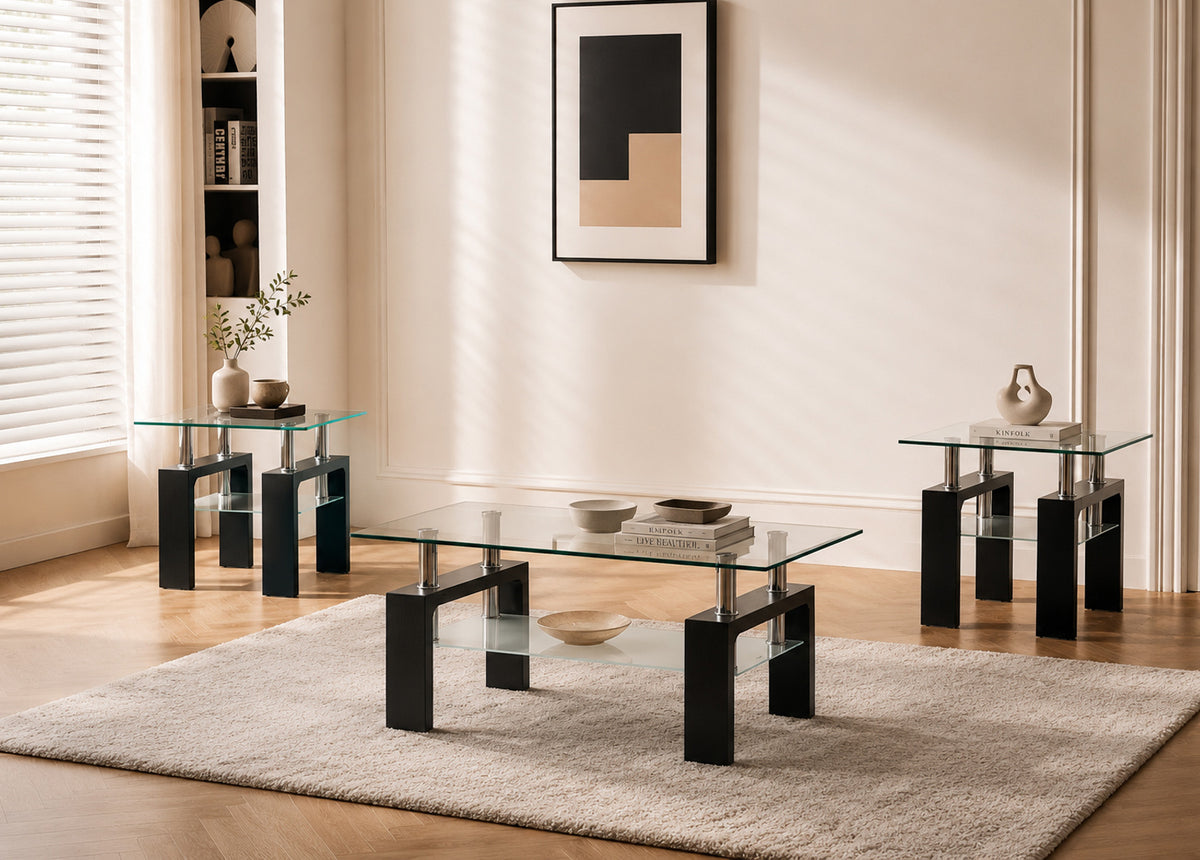 SM 2064 GLASS OCCASIONAL TABLE GLOSSY BLACK