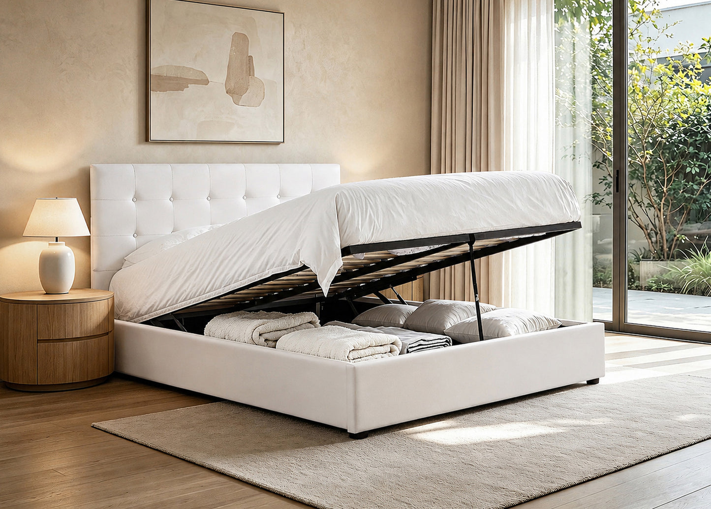 NOVA Lift Up Storage Bed Cream SM 5446