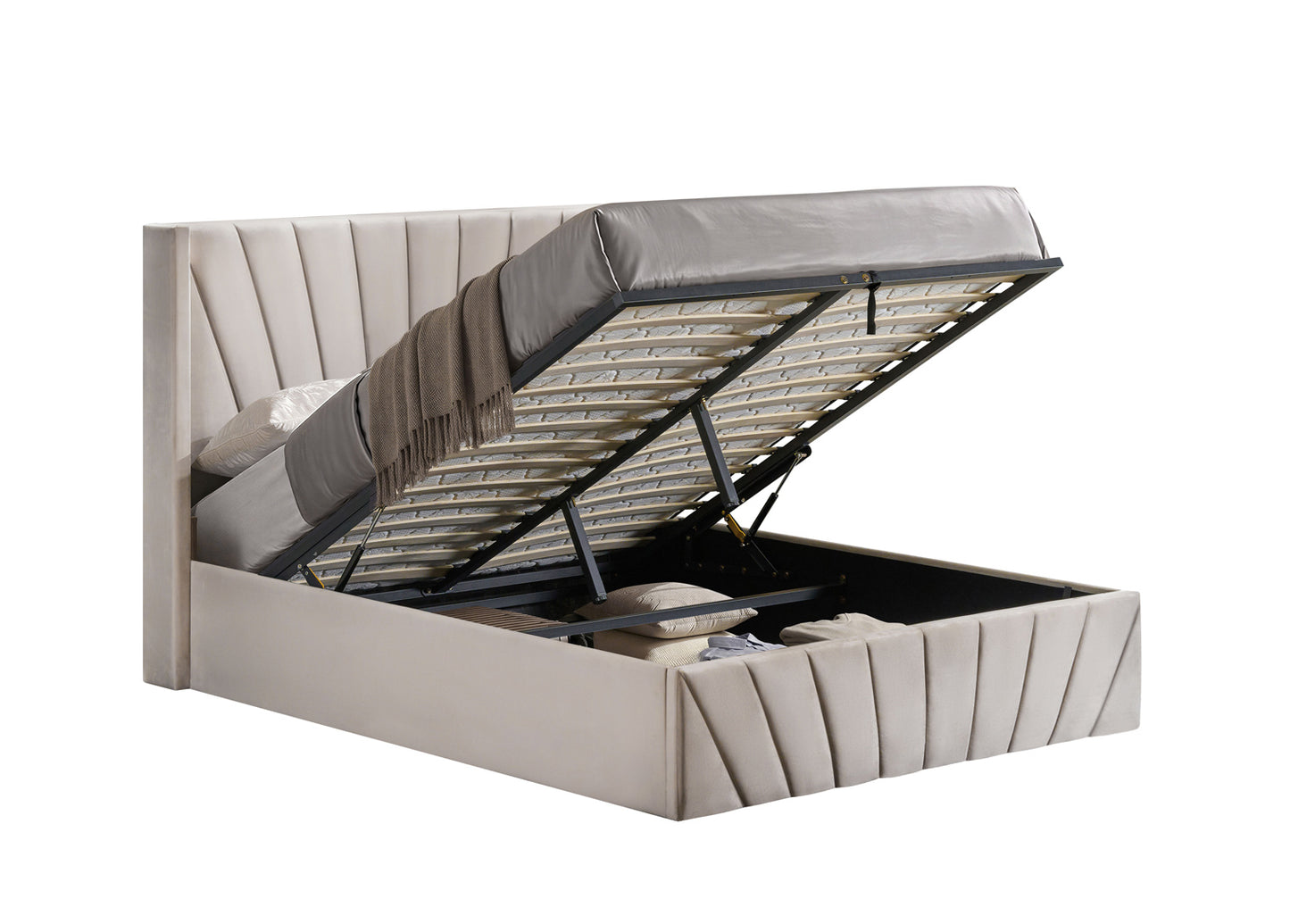 ELITE Lift Up Storage Bed Beige SM 5872