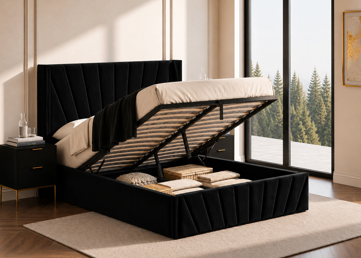 ELITE Lift Up Storage Bed Black SM 5873