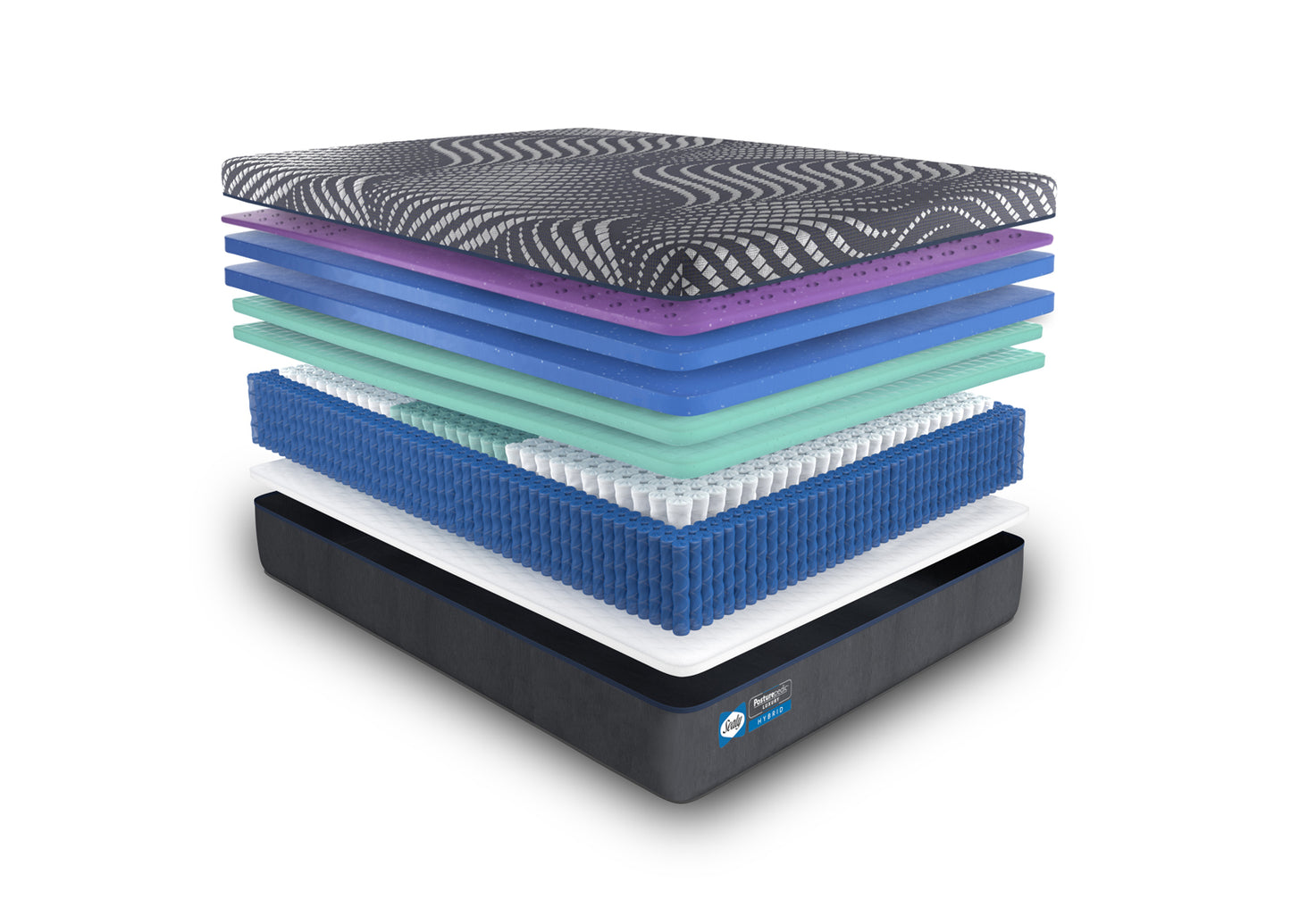Sealy Hybrid KEMPTON Posturepedic Luxury 14.5'' FIRM 4" WATERFALL