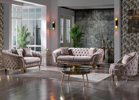 Vaness Taupe Luxury Sofa Set